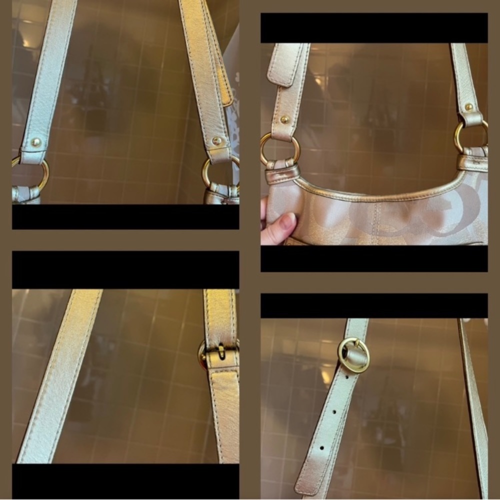 Coach Signature Tan/Metallic Gold Crossbody #M1176-F18478 EXCELLENT CONDITION - Picture 15 of 15